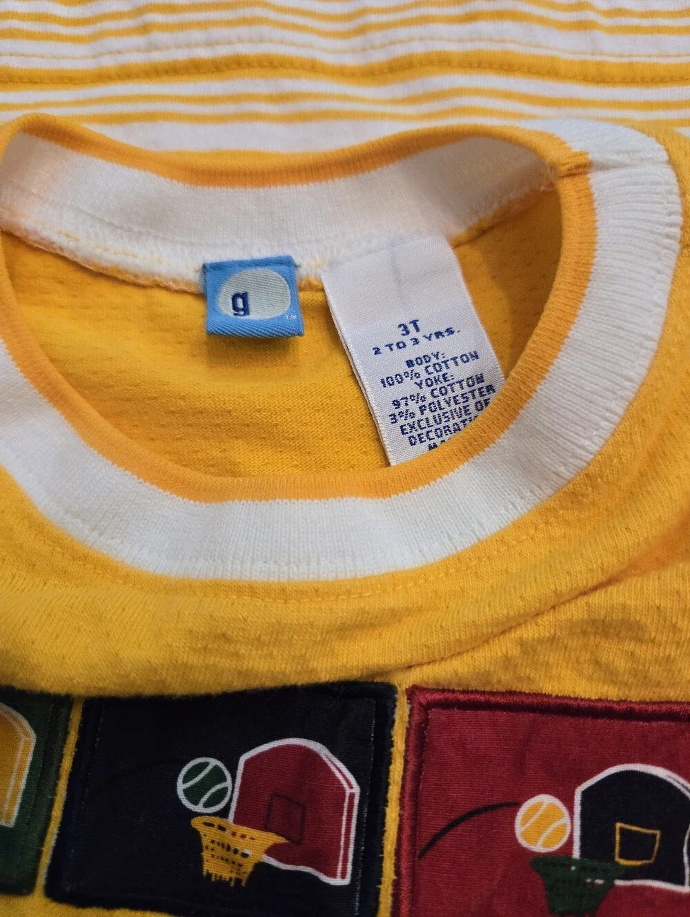 Vintage Y2k Gymboree Yellow Striped Sports Basketball Short Sleeved Tshirt